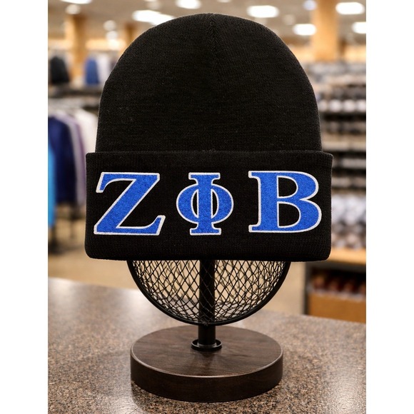 Zeta Phi Beta Beanie Black Women design‎ with Blue and Silver Logo main image 4